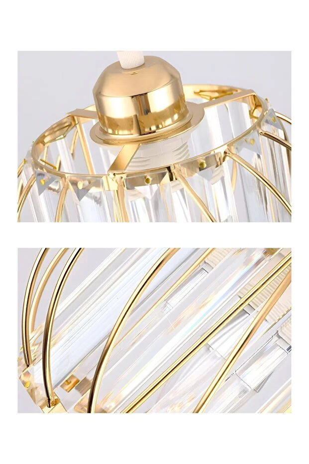 Bella Luce Model Gold Kaplama Kristal Taşlı Metal Gövde Modern Her Alana Uygun Lüx Plafonyer Avize